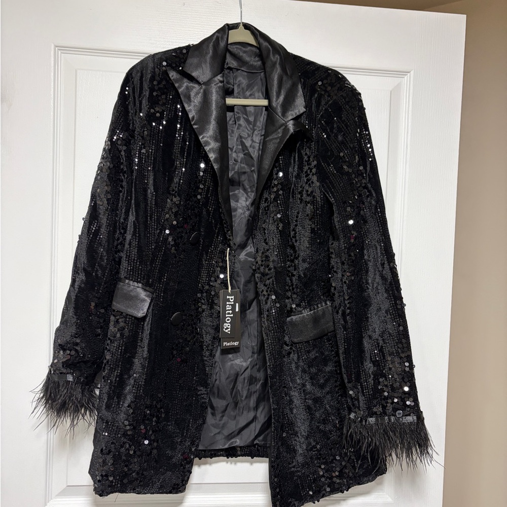 Panoply Elegant Black Sequin Blazer